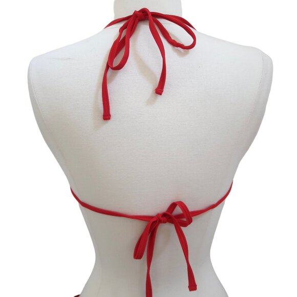SOLID & STRIPED Red halter bikini top L bottom S - Picture 4 of 6